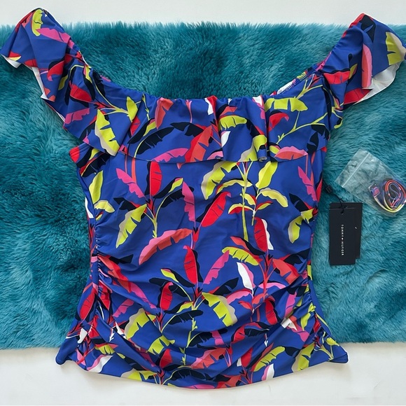 Tommy Hilfiger Vibrant Off-Shoulder Ruffle Tankini Size XXL - Picture 1 of 14